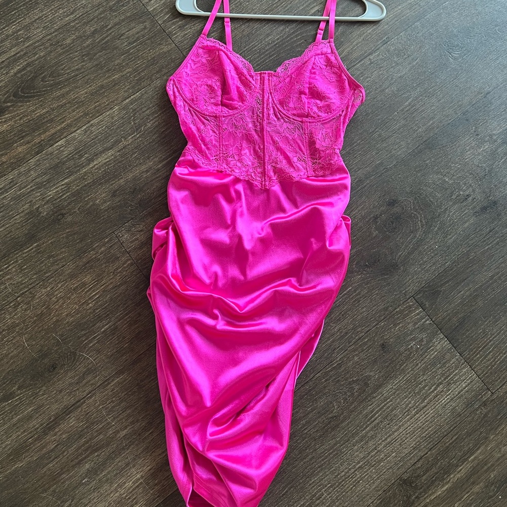 SHEIN Barbie Pink corset satin dress. Never worn.